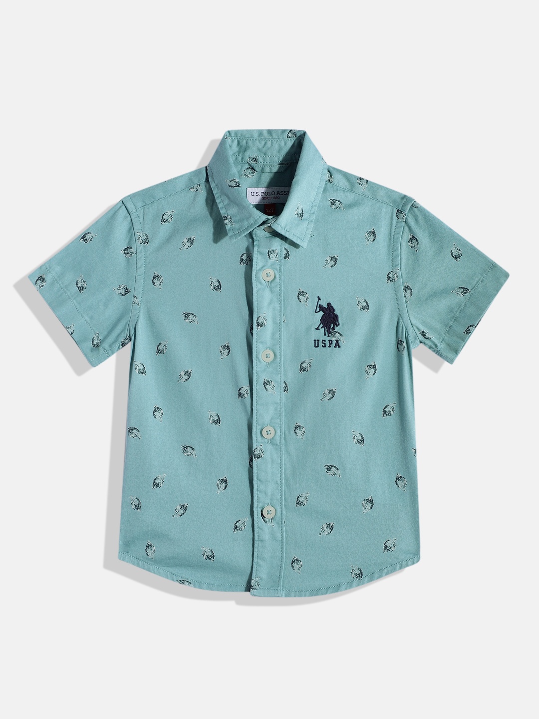 

U.S. Polo Assn. Kids Boys Printed Pure CottonCasual Shirt, Blue