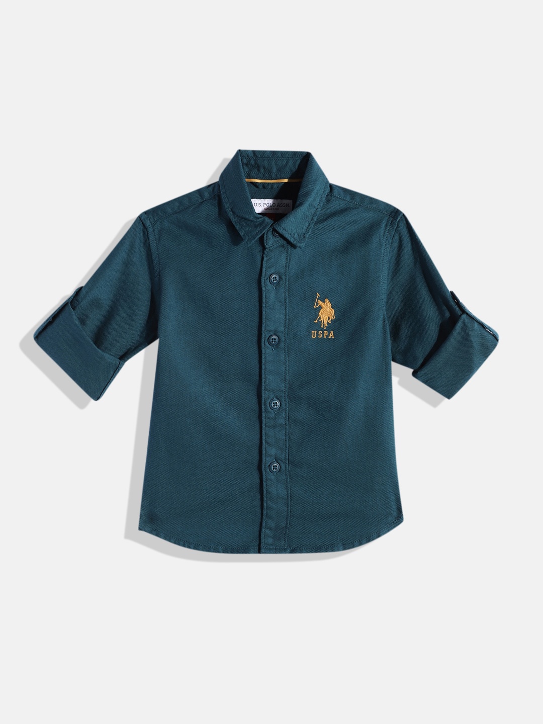 

U.S. Polo Assn. Kids Boys Solid Pure Cotton Casual Shirt, Teal