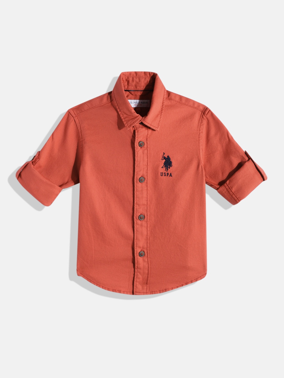 

U.S. Polo Assn. Kids Boys Solid Pure Cotton Casual Shirt, Coral