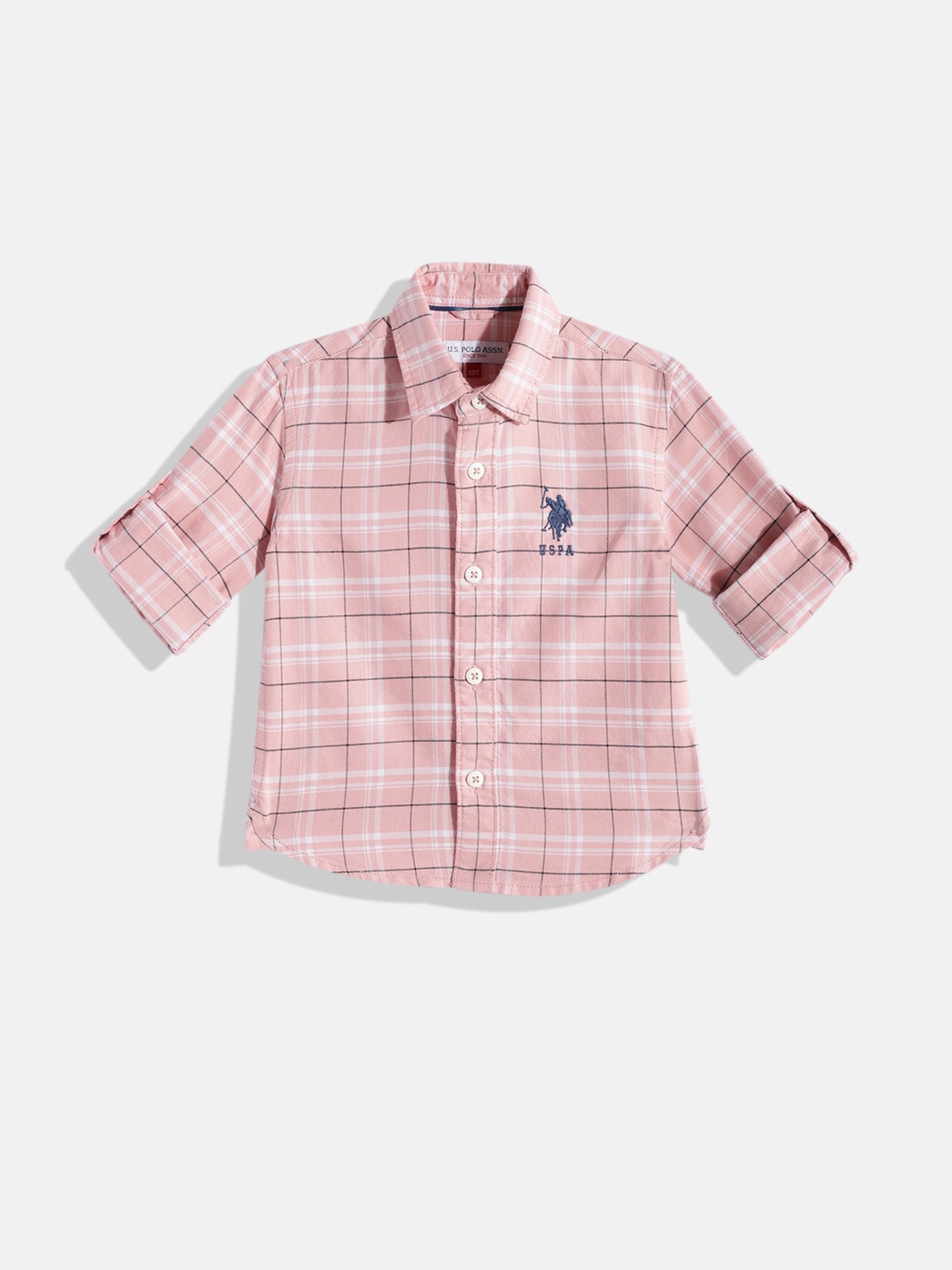 

U.S. Polo Assn. Kids Boys Tartan Checked Pure Cotton Casual Shirt, Pink