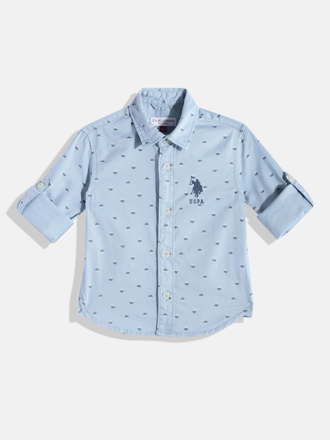 

U.S. Polo Assn. Kids Boys Printed Pure Cotton Casual Shirt, Blue