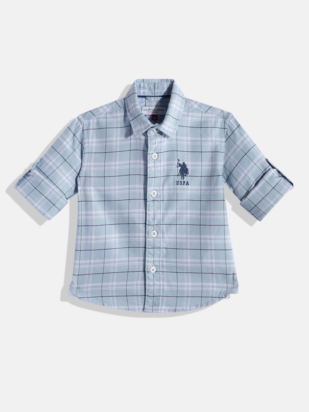 

U.S. Polo Assn. Kids Boys Checked Pure Cotton Casual Shirt, Blue