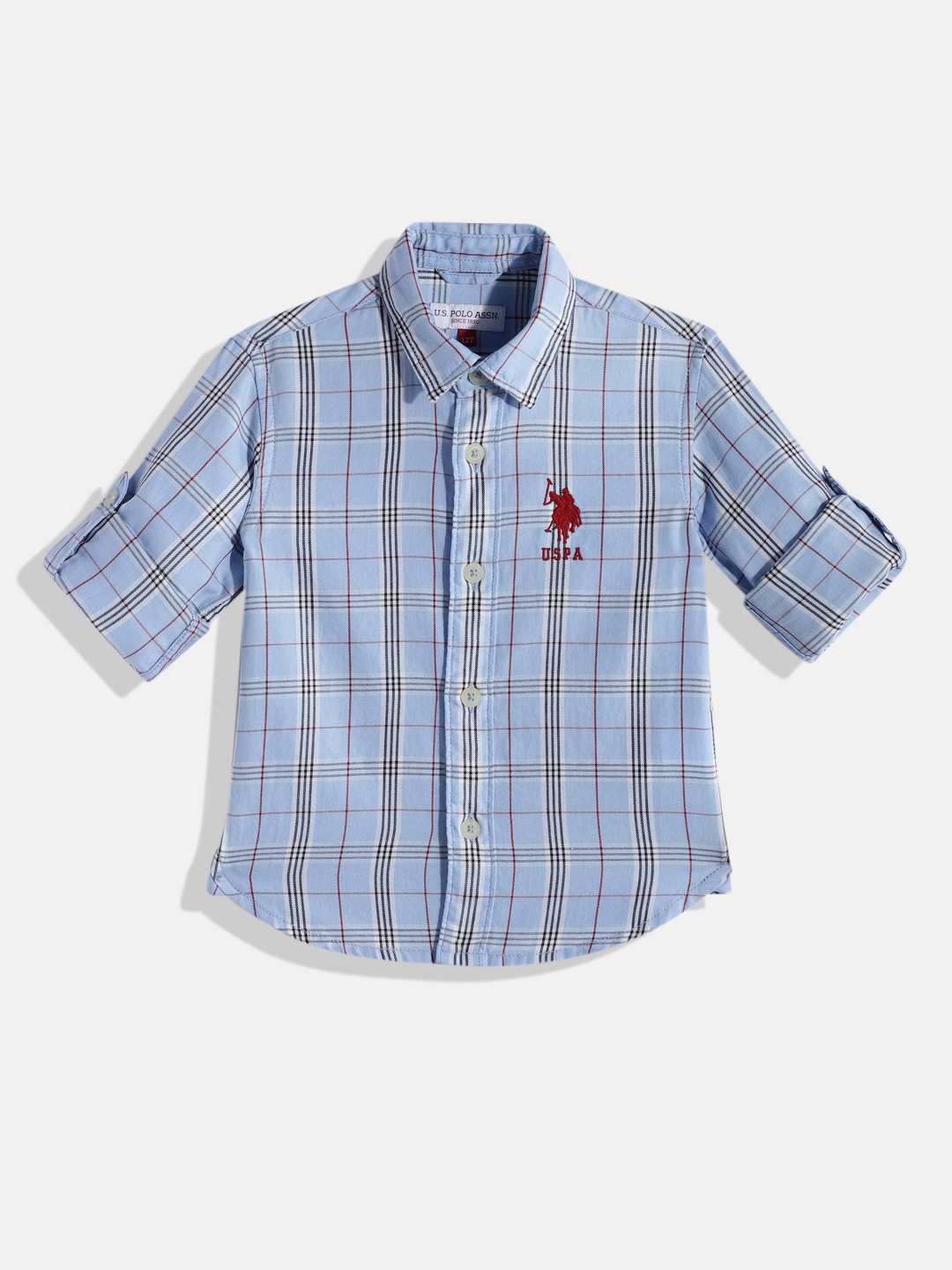 

U.S. Polo Assn. Kids Boys Checked Pure Cotton Casual Shirt, Blue