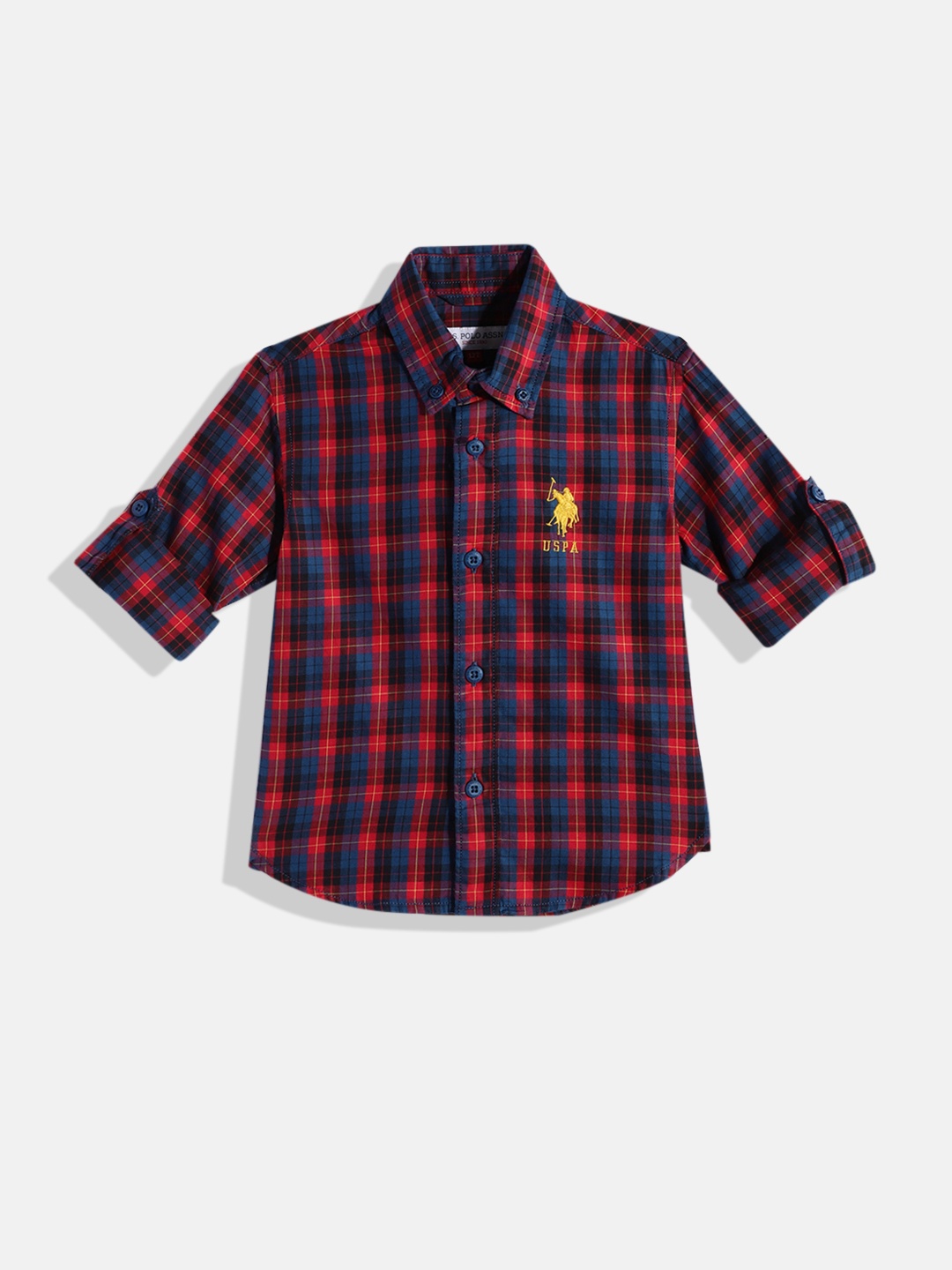 

U.S. Polo Assn. Kids Boys Checked Pure Cotton Casual Shirt, Red