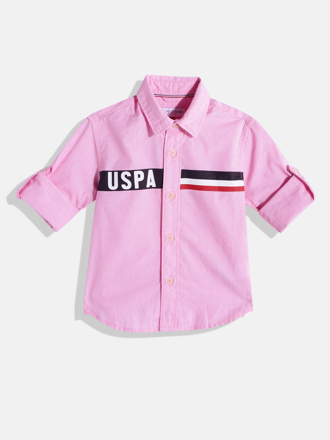 

U.S. Polo Assn. Kids Boys Printed Pure Cotton Casual Shirt, Pink