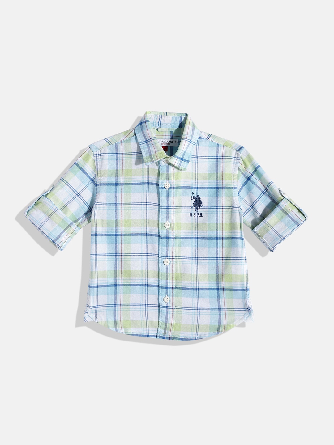 

U.S. Polo Assn. Kids Boys Checked Pure Cotton Casual Shirt, Blue