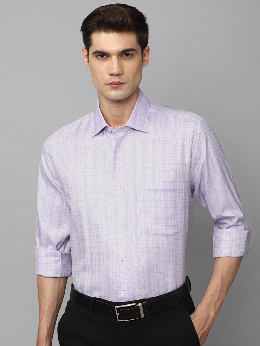 

Luxure by Louis Philippe Shepherd Checked Cotton Formal Shirt, Purple