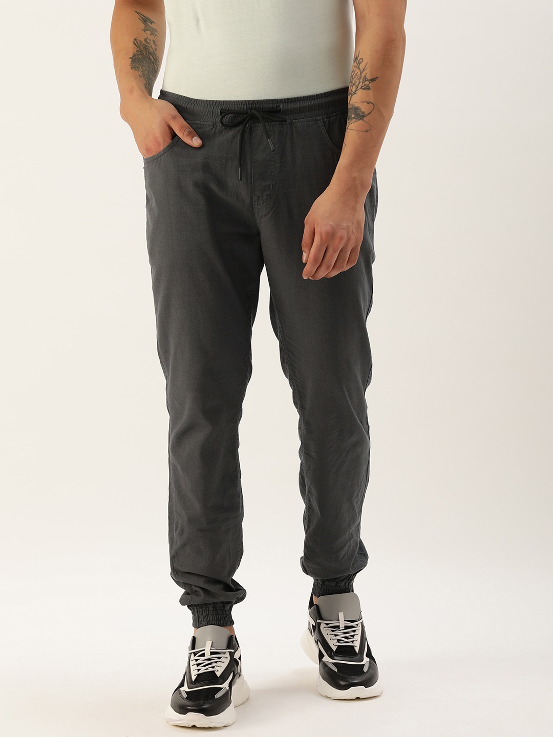 

IVOC Men Solid Slim Fit Joggers, Grey