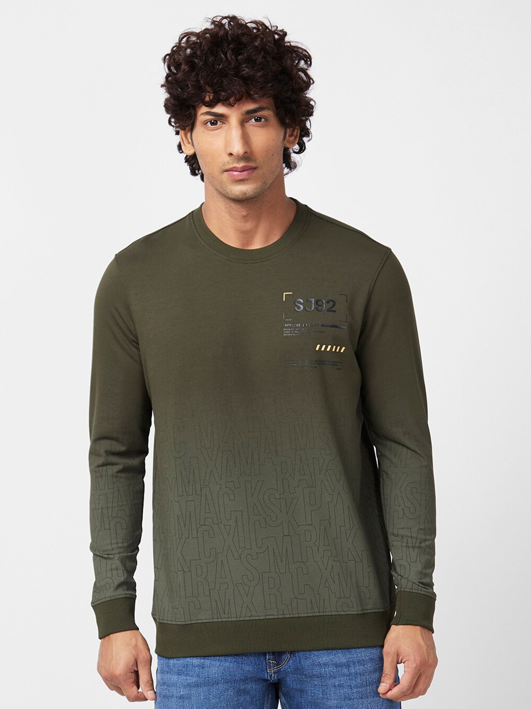 

SPYKAR Round Neck Slim Fit Sweatshirt, Green