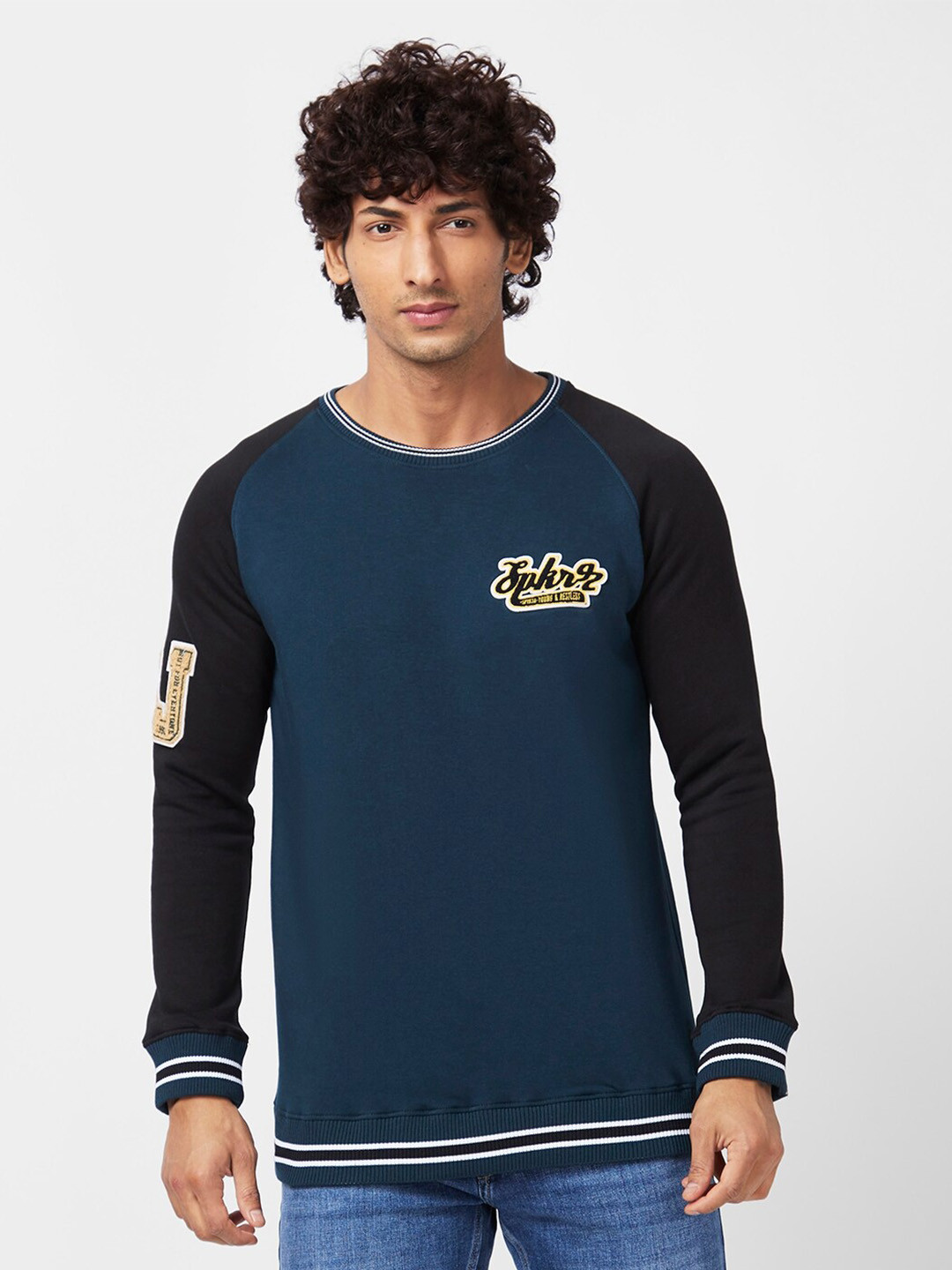 

SPYKAR Raglan Sleeves Sweatshirt, Blue