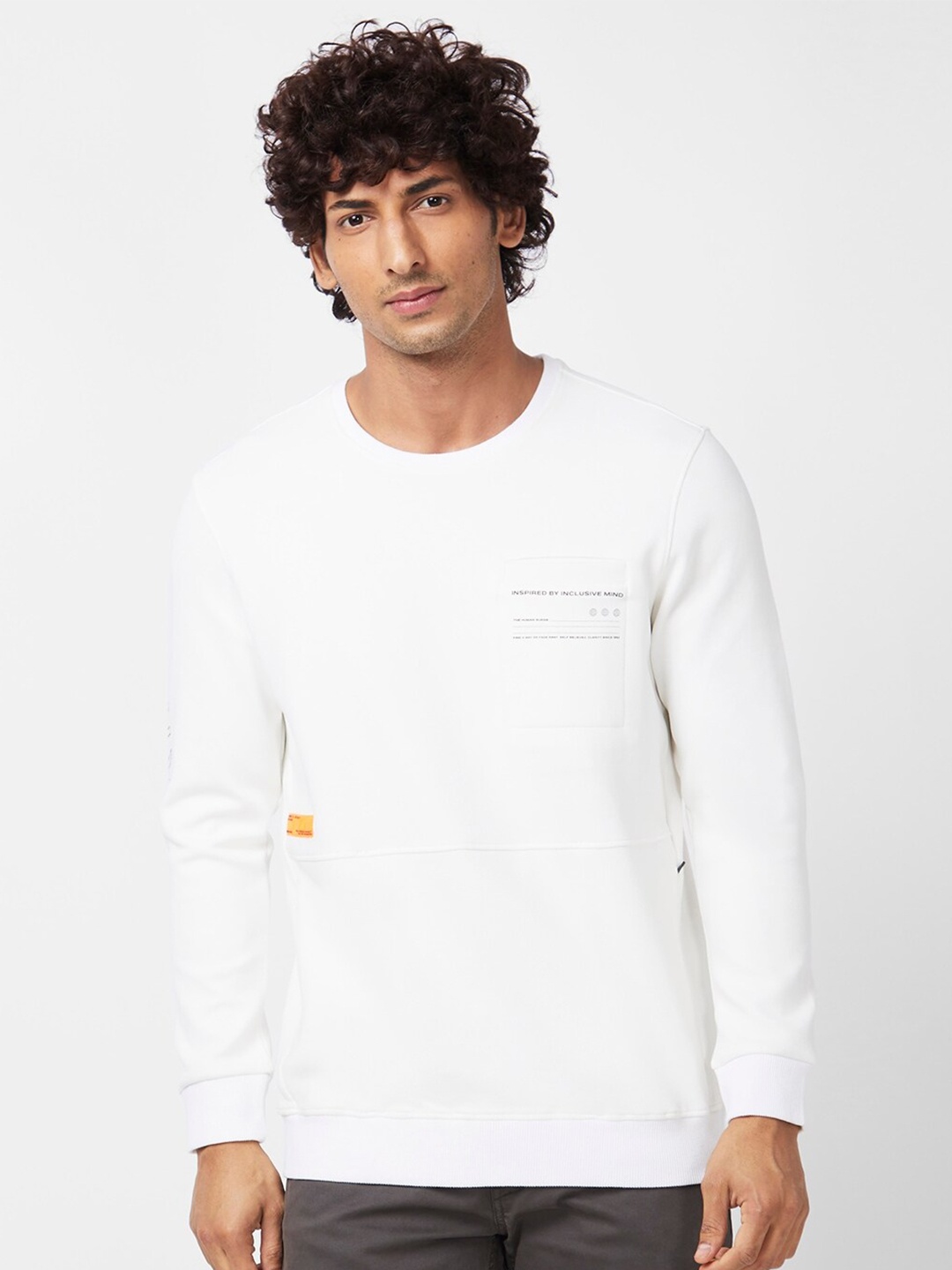 

SPYKAR Round Neck Long Sleeves Cotton Sweatshirt, White