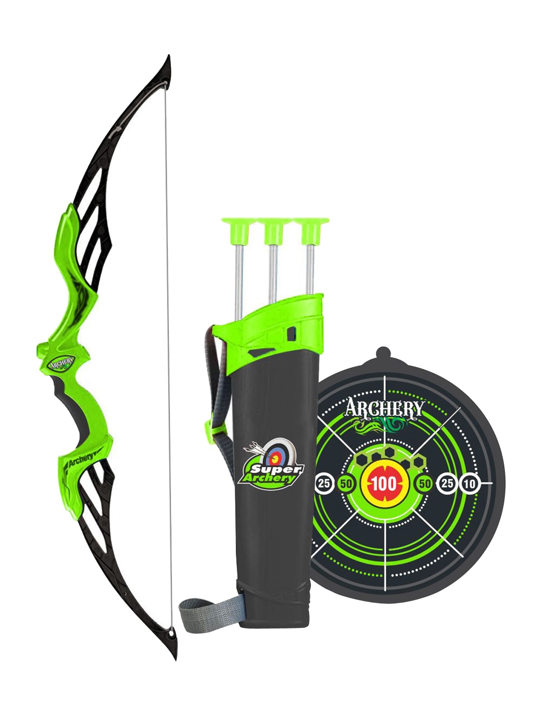 

PLANET of Toys Kids Heavy Duty Bow And Arrow Set With Target Board, Green