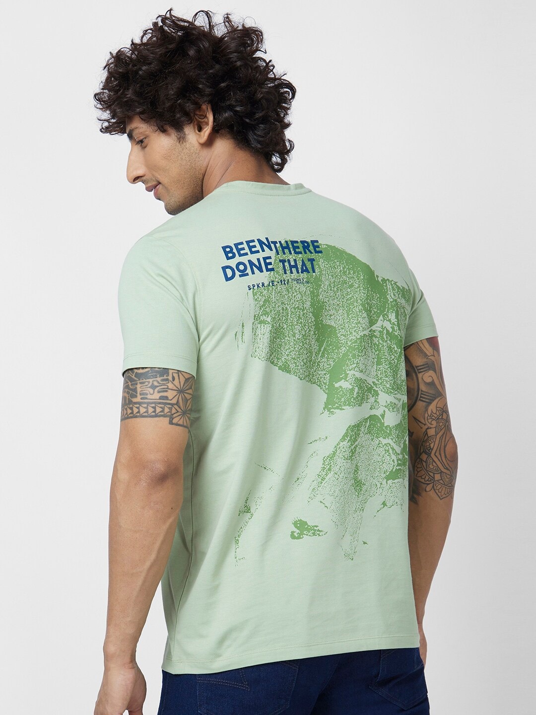 SPYKAR Graphic Printed Slim Fit Cotton T-shirt, Green