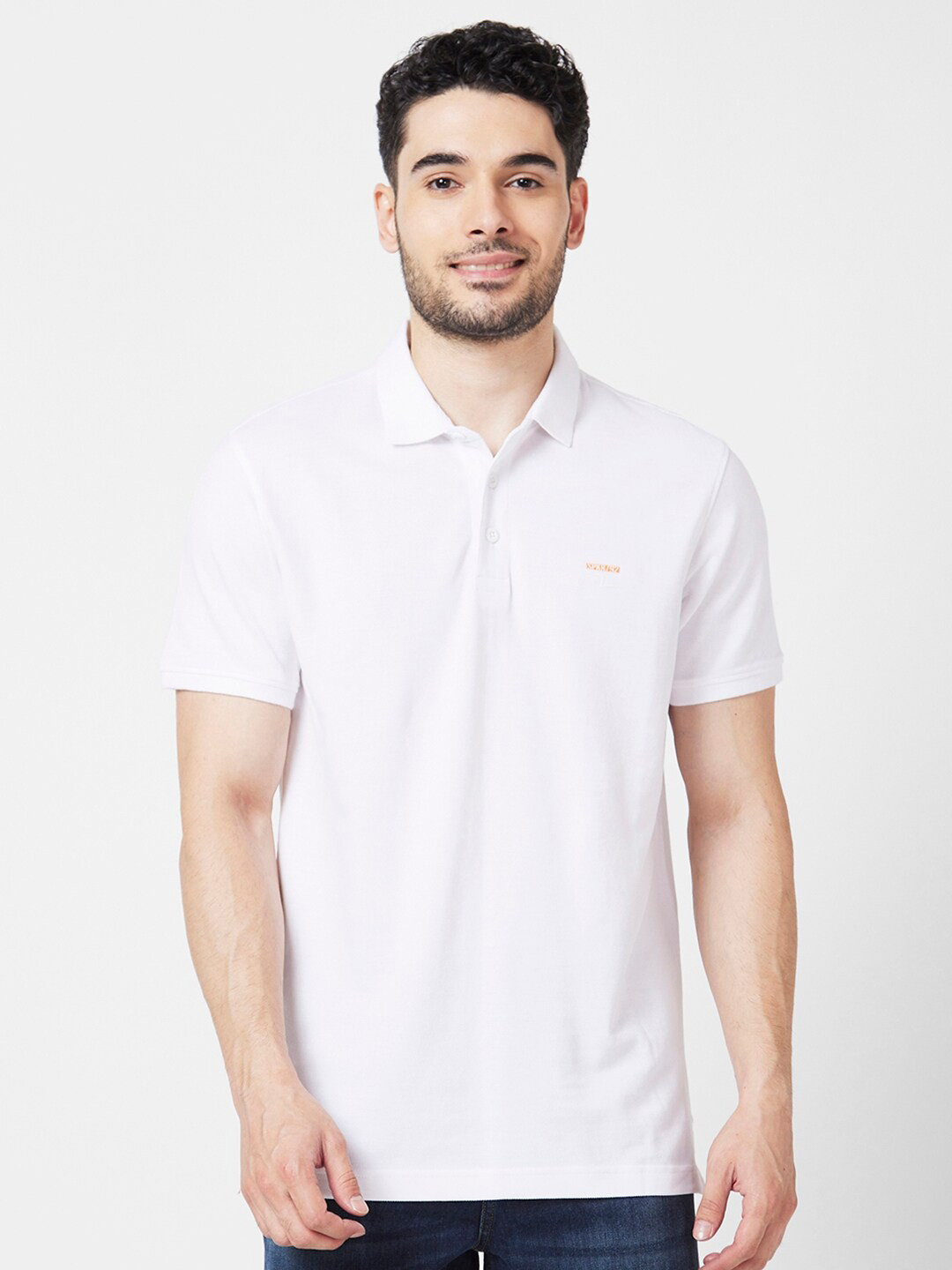 

SPYKAR Polo Collar Slim Fit Cotton T-Shirt, White