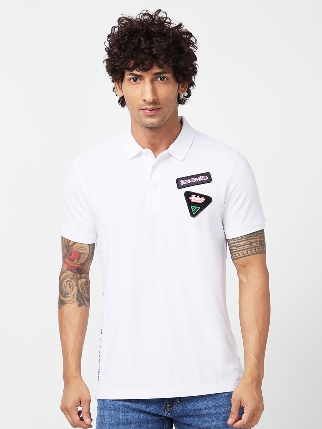 

SPYKAR Polo Collar Slim Fit Cotton T-Shirt, White