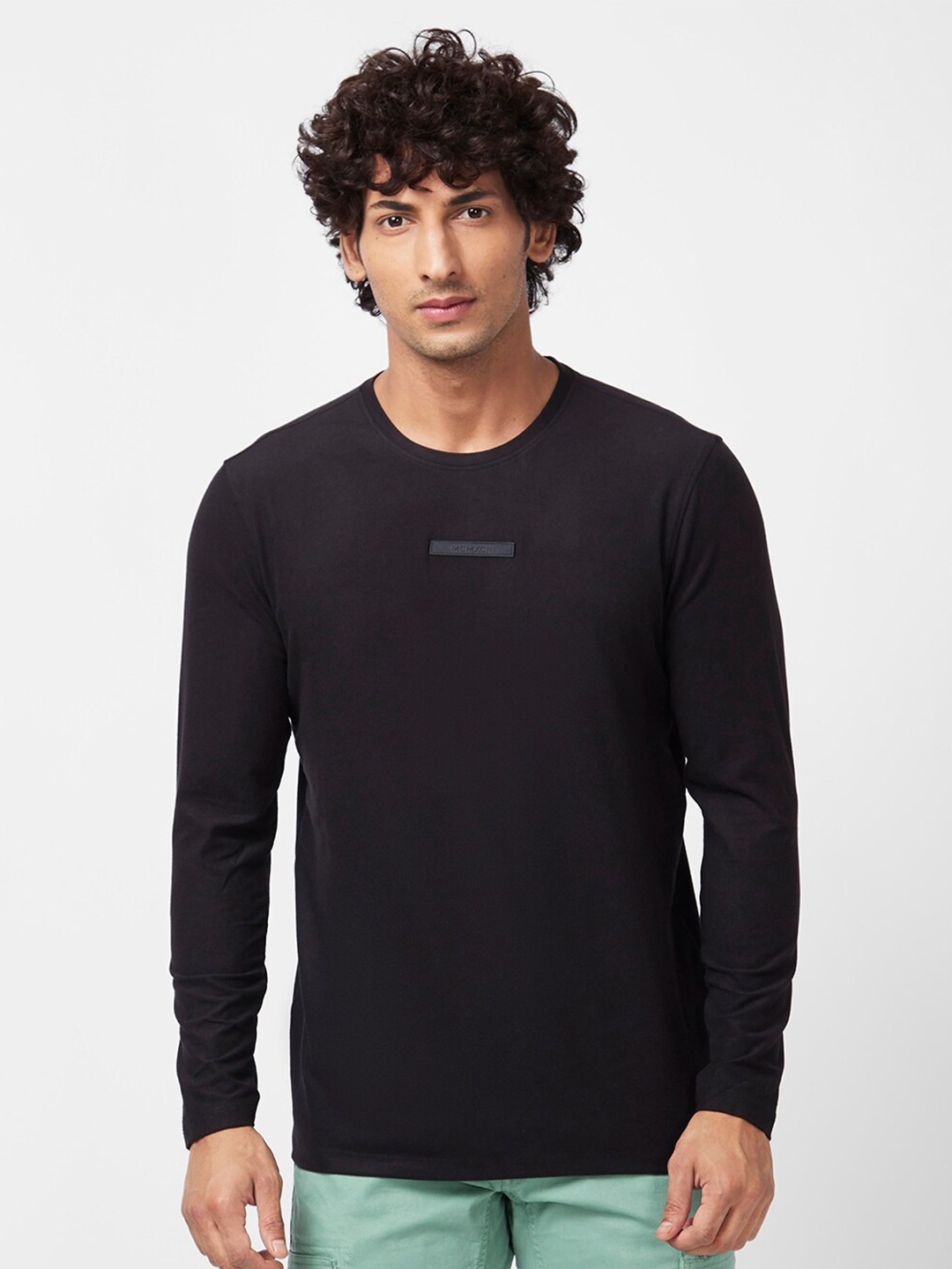 

SPYKAR Round Neck Slim Fit Cotton Casual T-Shirt, Black
