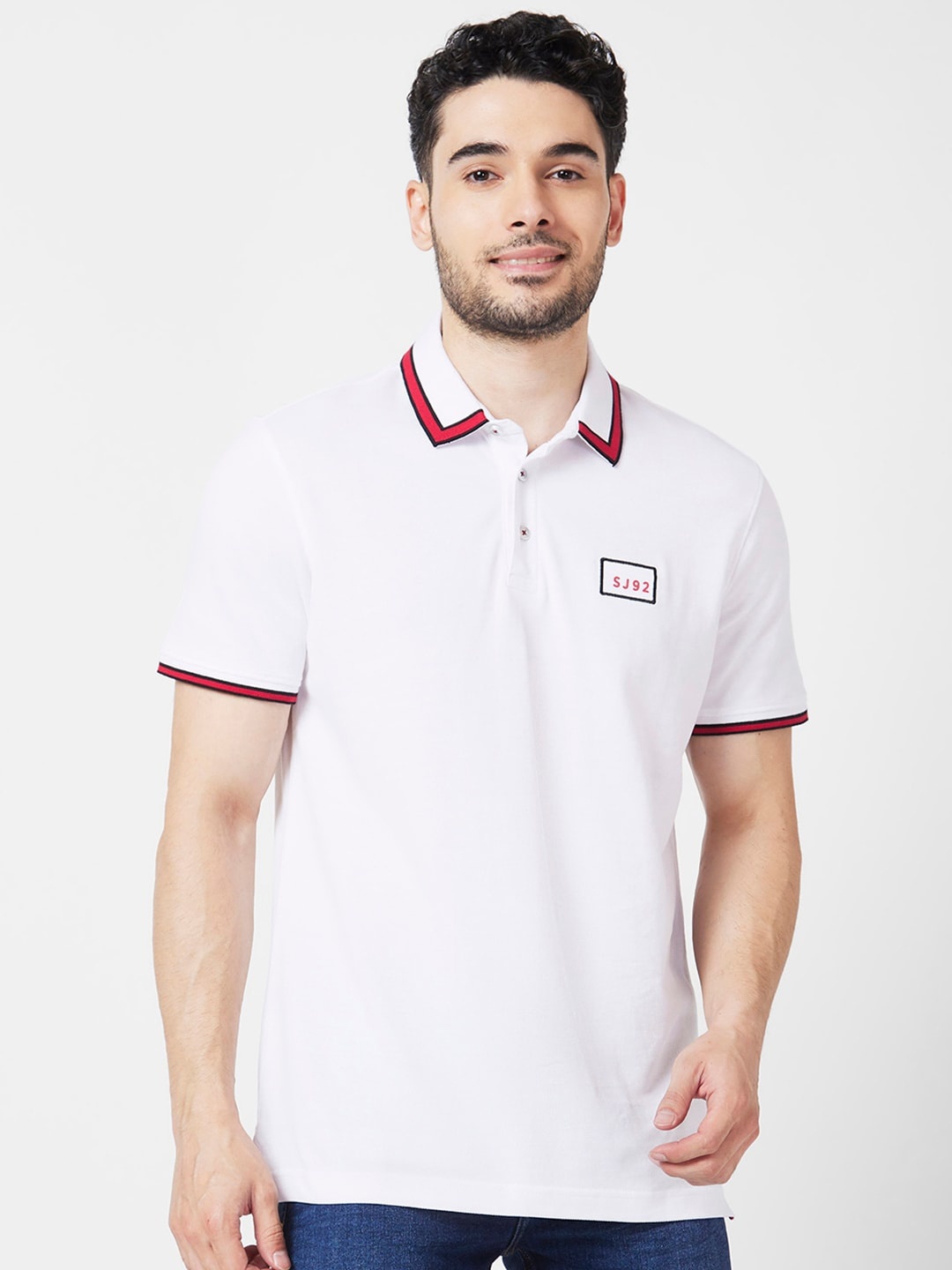 

SPYKAR Polo Collar Slim Fit Cotton Casual T-Shirt, White