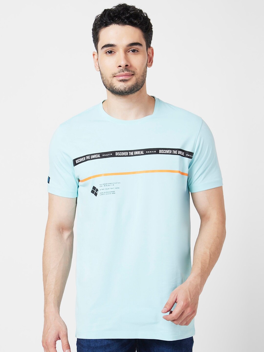 

SPYKAR Round Neck Cotton Slim Fit T-shirt, Blue