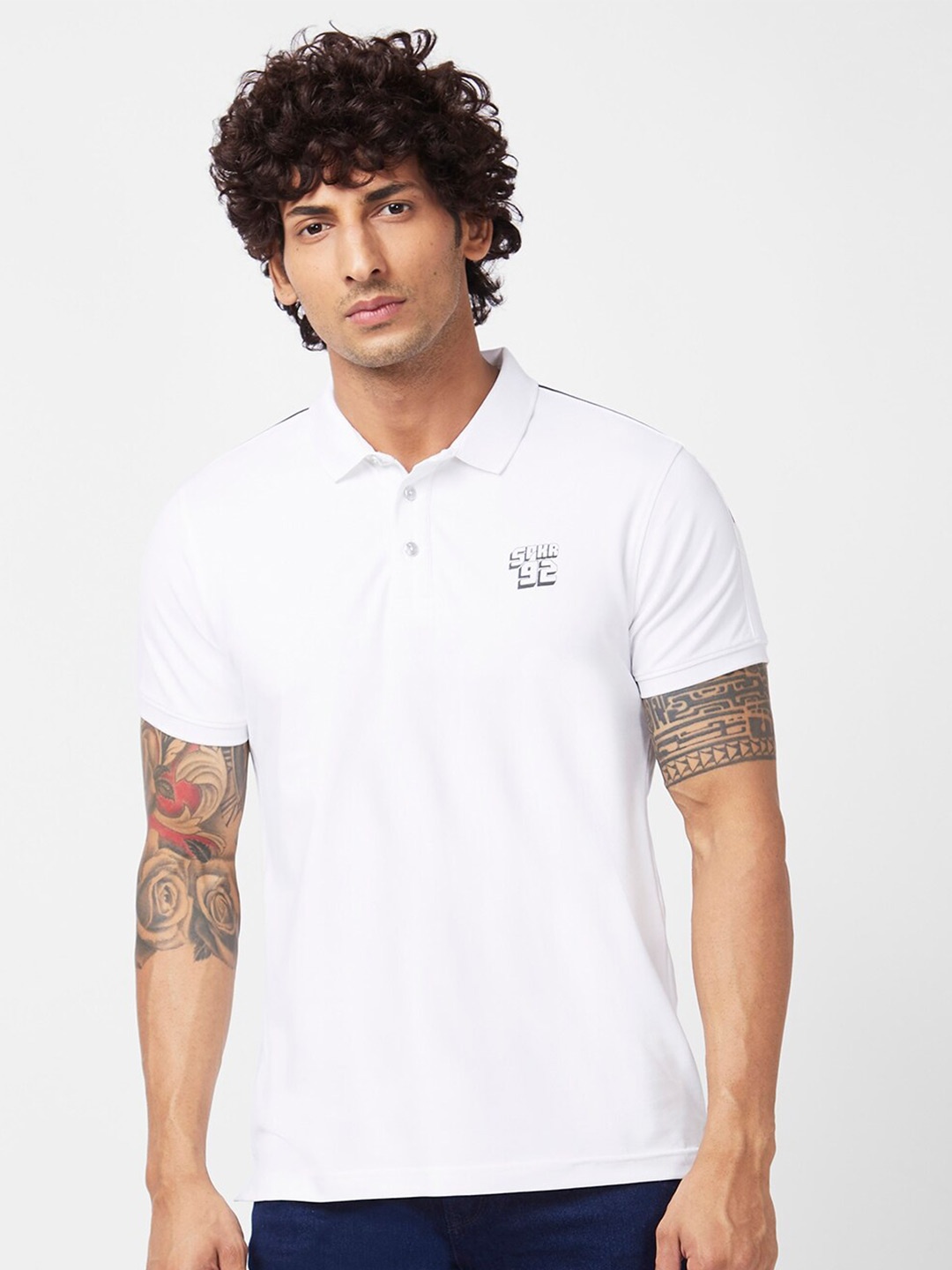 

SPYKAR Polo Collar Cotton Slim Fit T-shirt, White