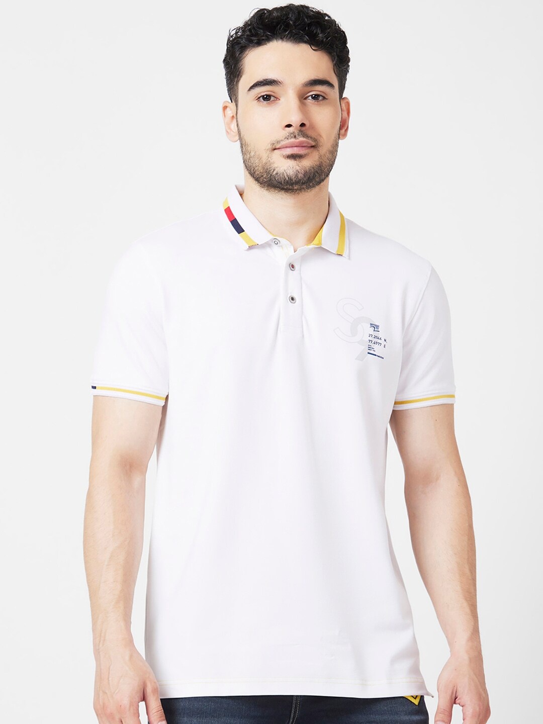 

SPYKAR Polo Collar Cotton T-Shirt, White