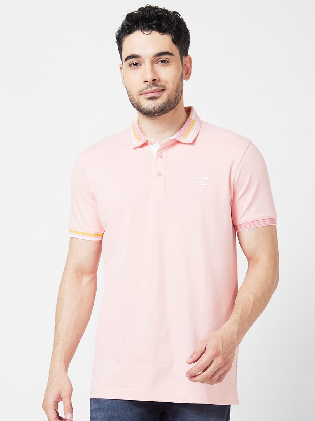 

SPYKAR Polo Collar Slim Fit Cotton T-Shirt, Pink