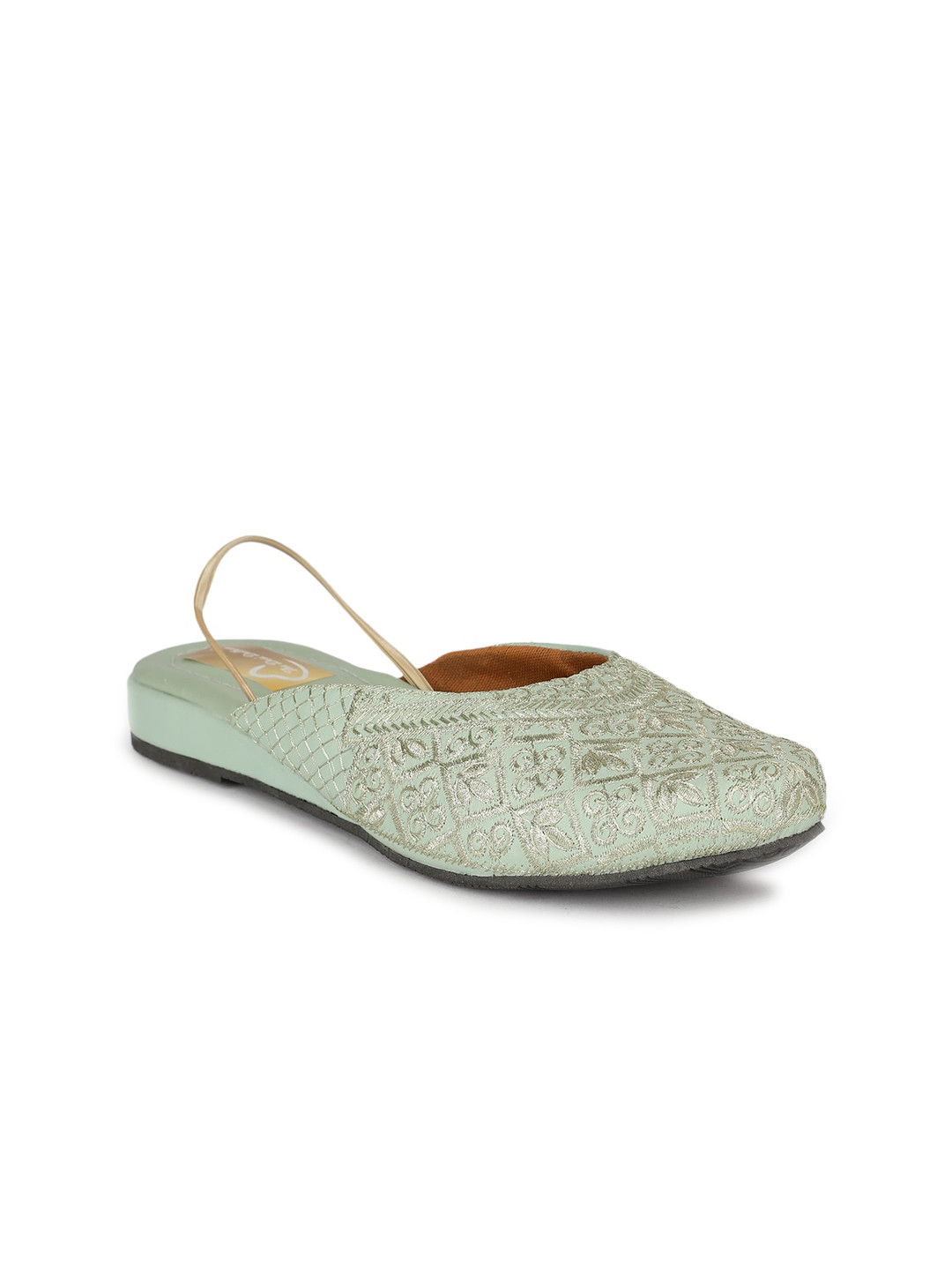 

The Desi Dulhan Embroidered Ethnic Mules, Sea green