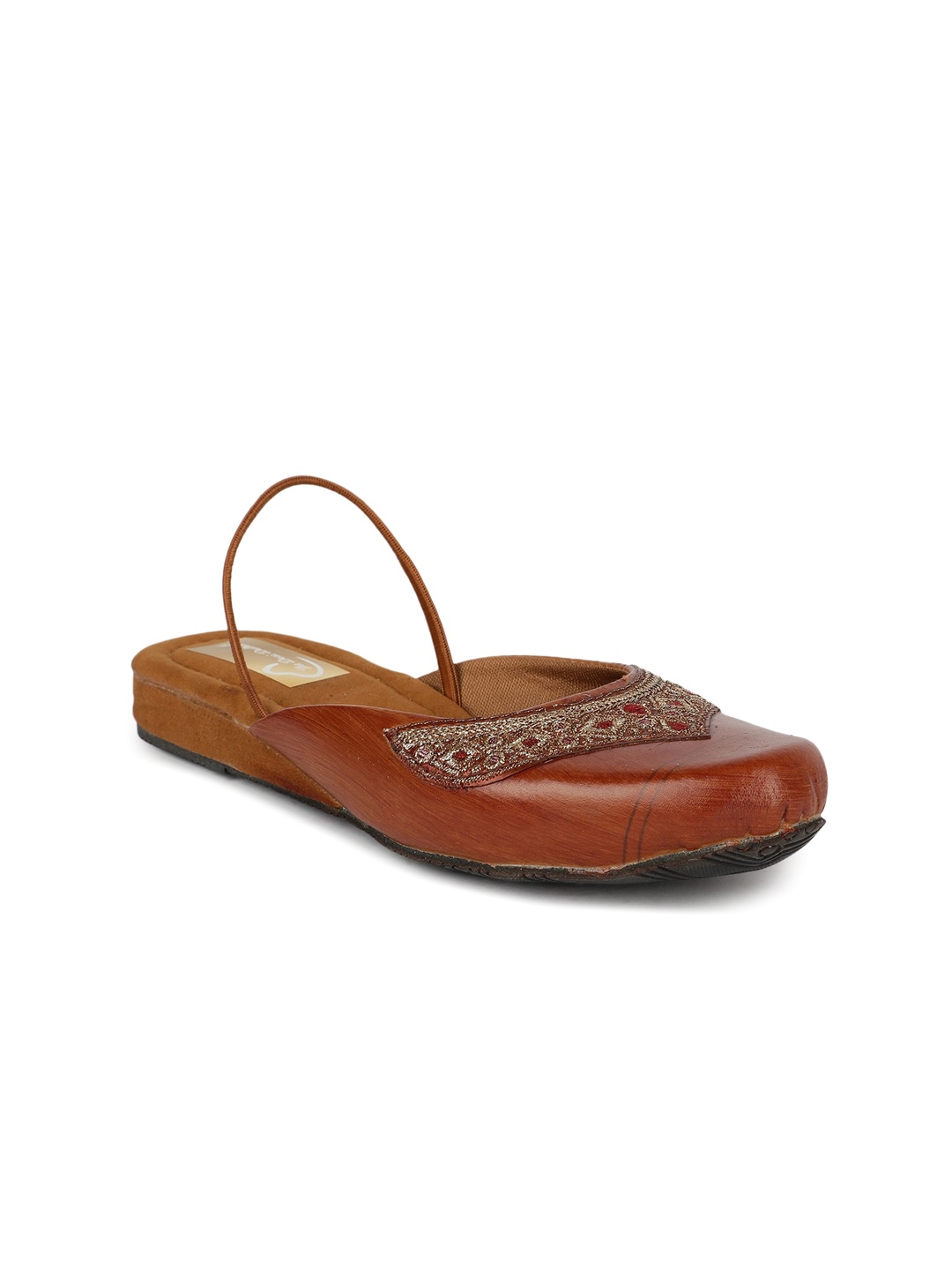 

The Desi Dulhan Ethnic Embroidered Mules With Backstrap, Brown