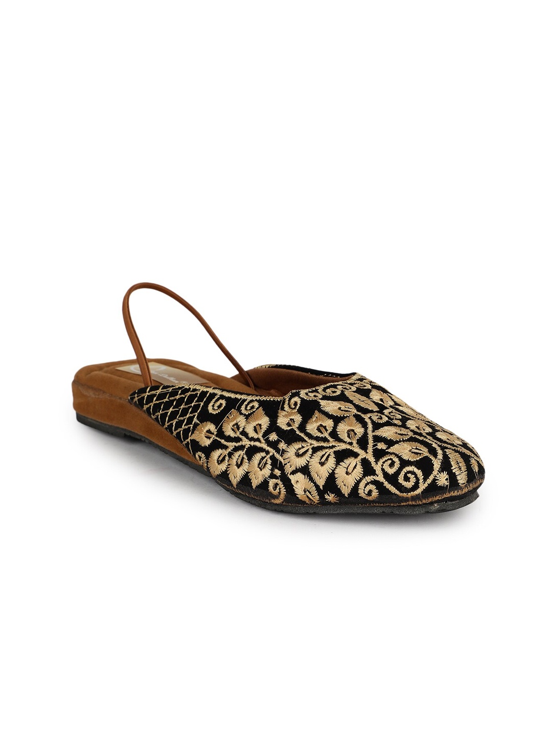 

The Desi Dulhan Ethnic Embellished Embroidered Mules With Backstrap, Black
