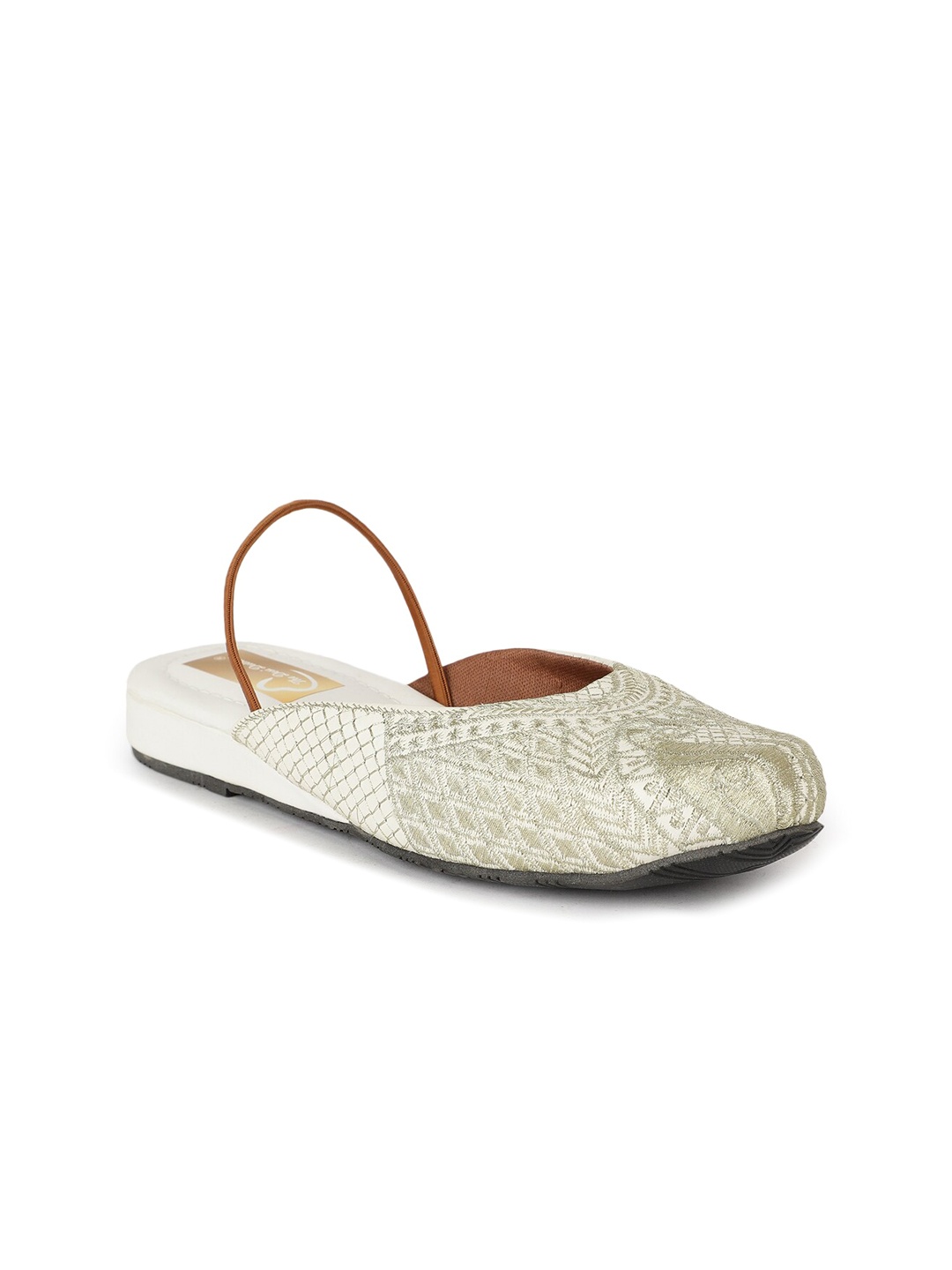 

The Desi Dulhan Ethnic Embroidered Mules With Backstrap, White