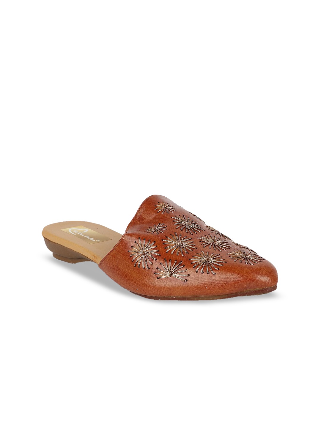 

The Desi Dulhan Pointed Toe Ethnic Embroidered Mules, Brown