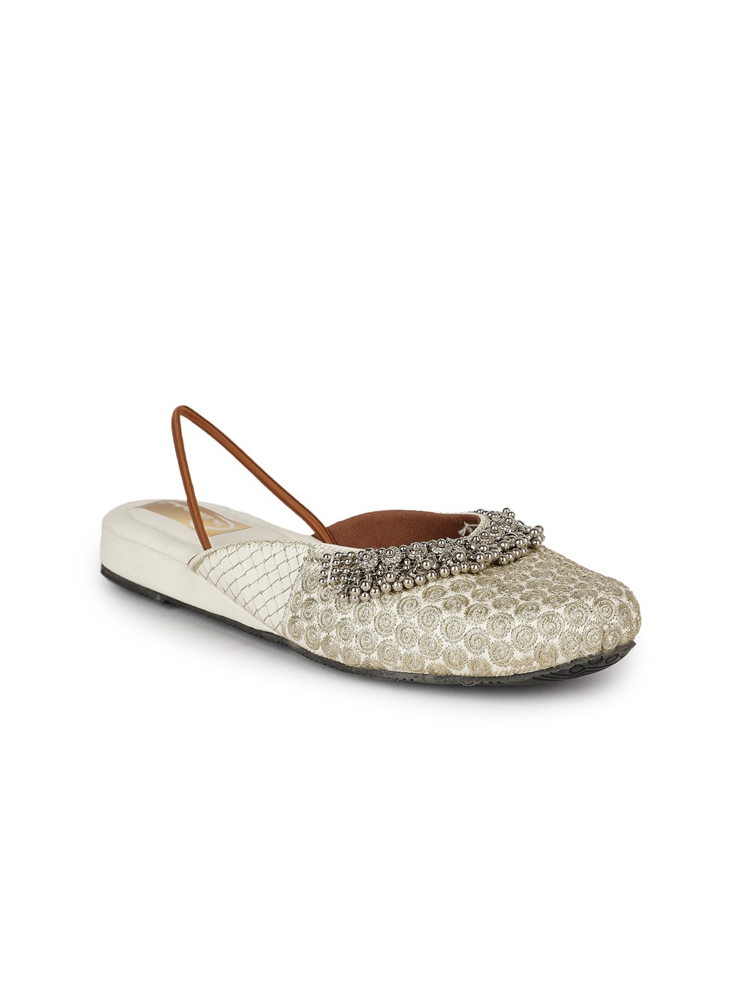 

The Desi Dulhan Ethnic Embroidered Mules With Backstrap, White