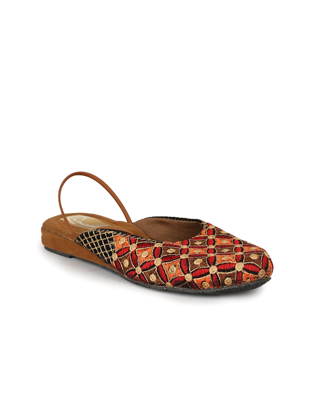 

The Desi Dulhan Ethnic Embroidered Mules With Backstrap, Brown