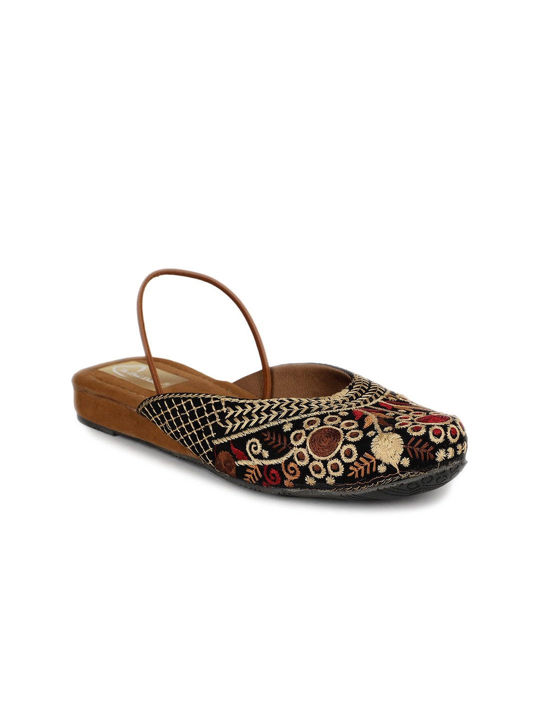 

The Desi Dulhan Embroidered Ethnic Mules With Backstrap, Black