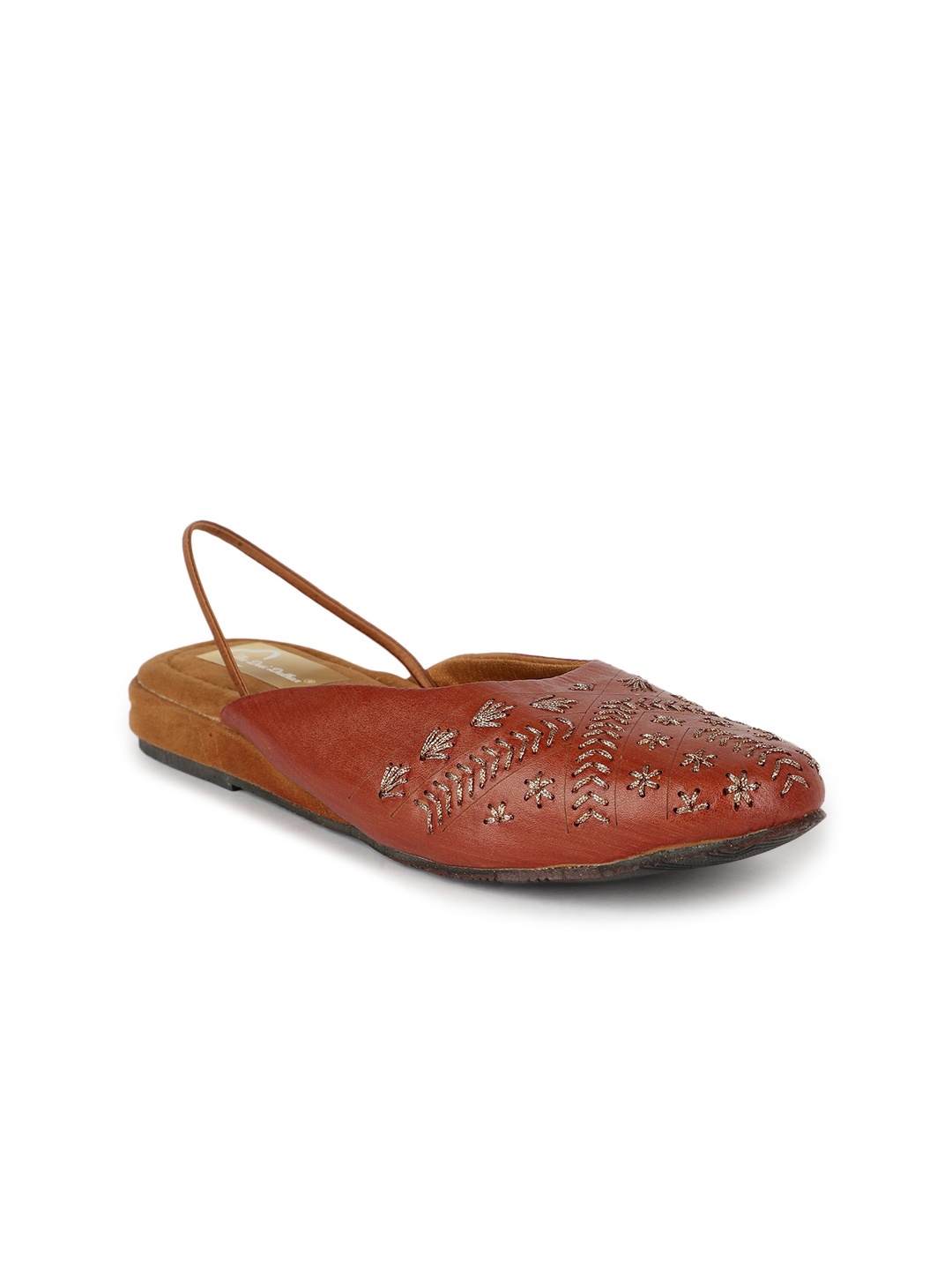 

The Desi Dulhan Ethnic Embroidered Mules With Backstrap, Brown