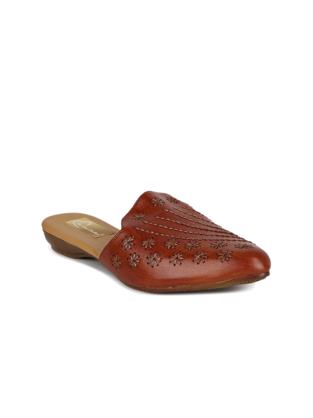 

The Desi Dulhan Pointed Toe Embroidered Ethnic Mules, Brown