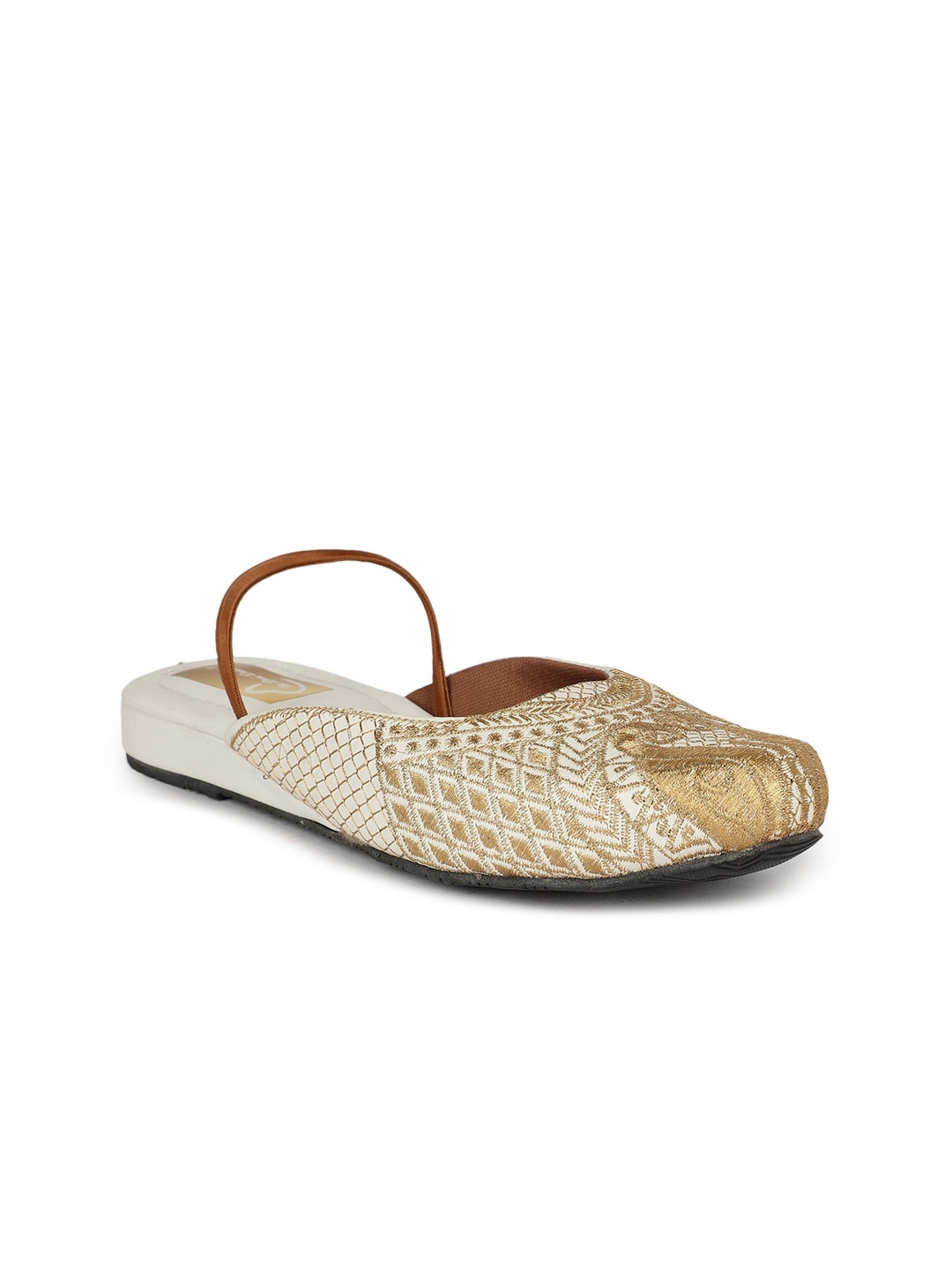 

The Desi Dulhan Ethnic Embroidered Mules With Backstrap, White