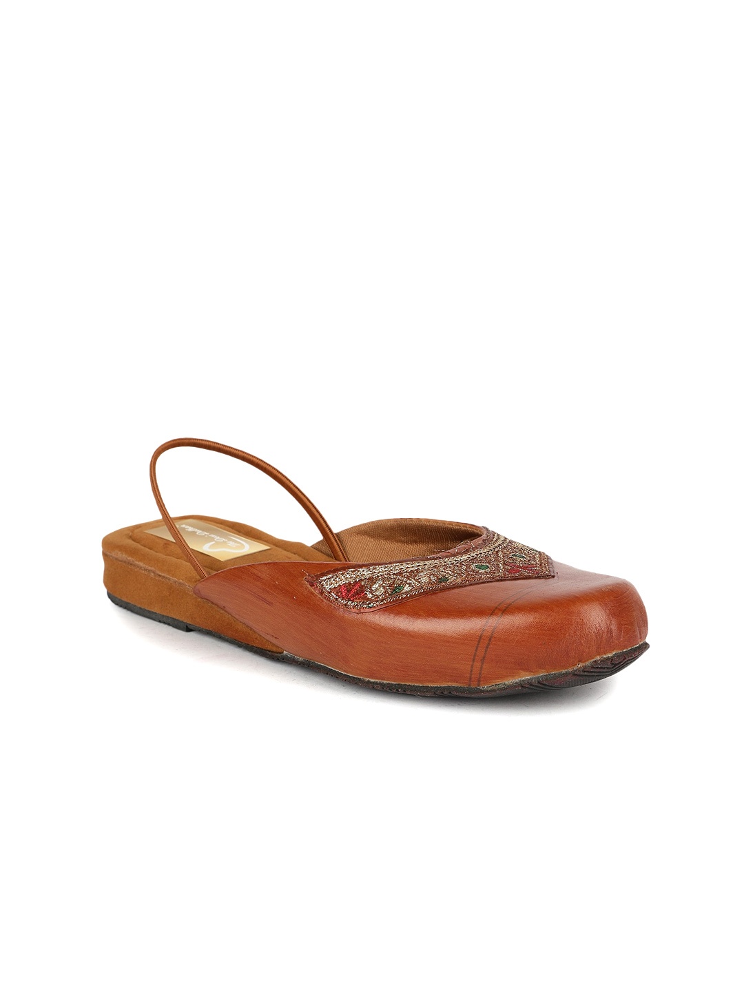 

The Desi Dulhan Ethnic Embroidered Mules With Backstrap, Brown