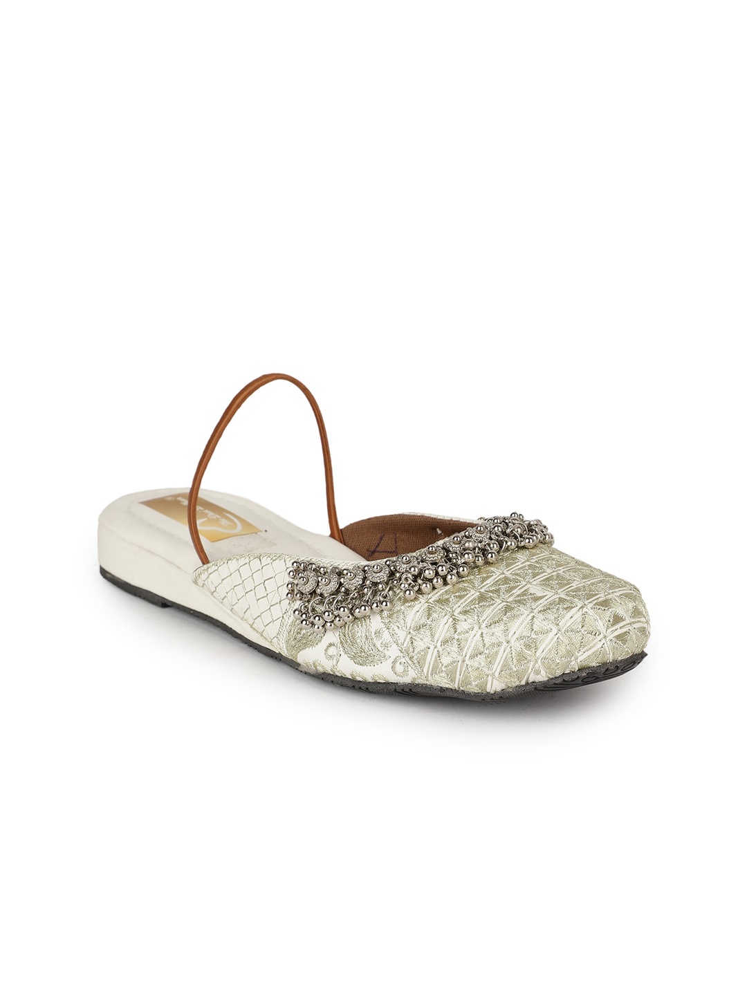 

The Desi Dulhan Ethnic Embroidered Mules With Backstrap, White