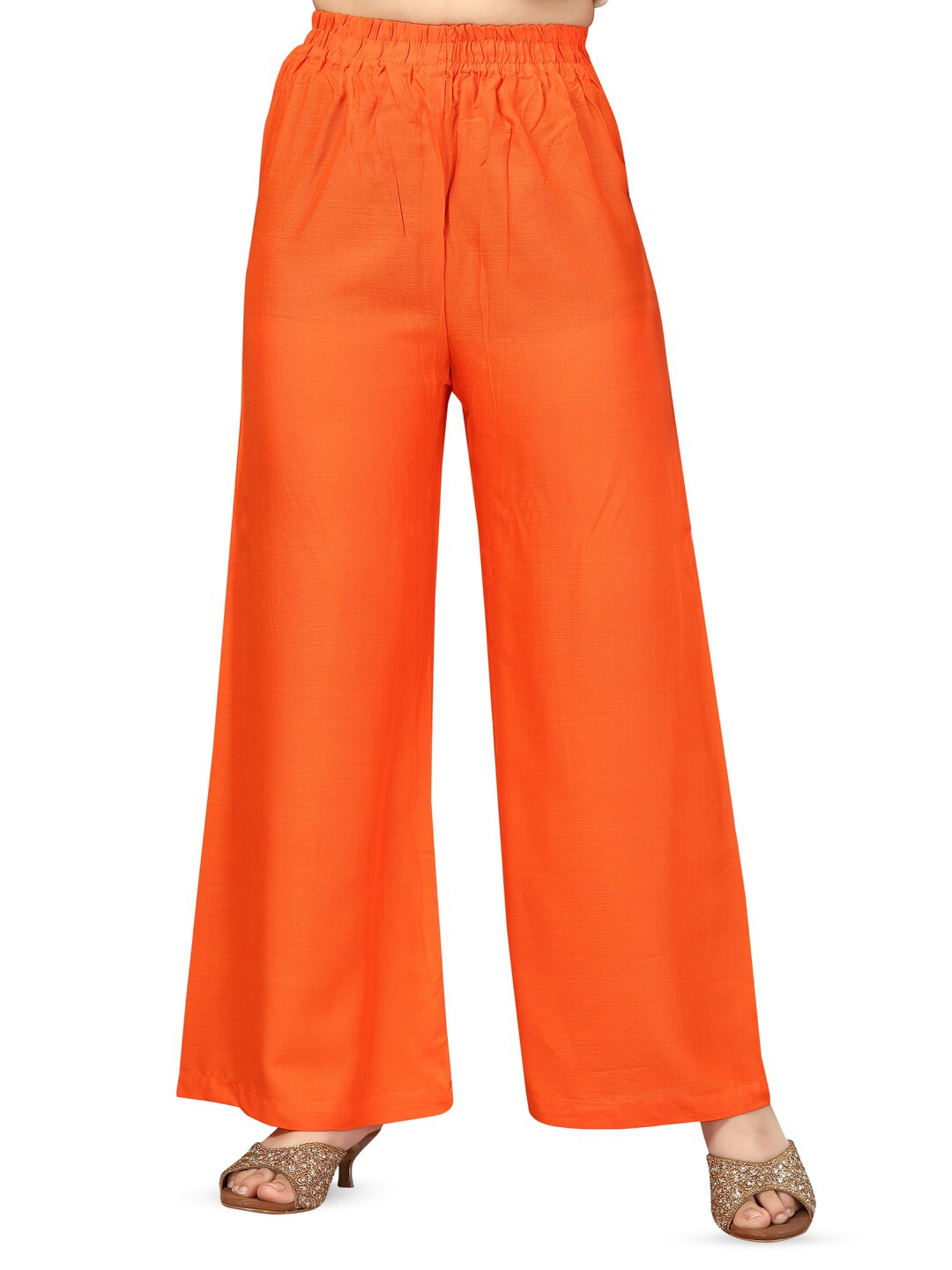 

BAESD Girls Mid Rise Cotton Palazzos, Orange