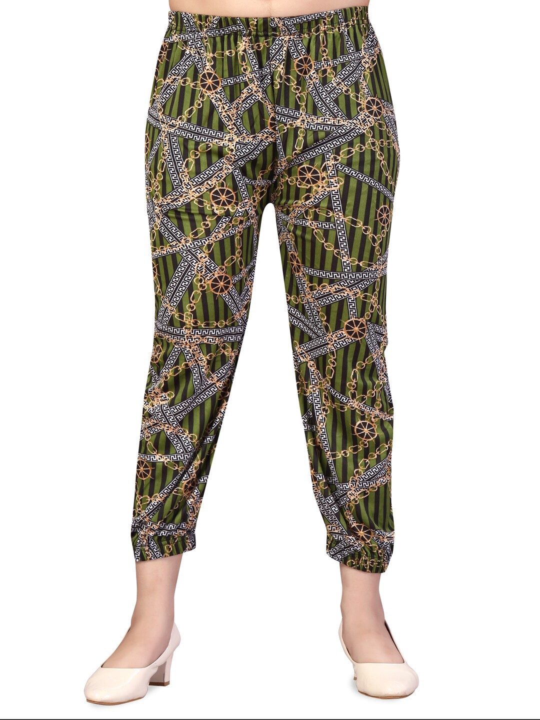 

BAESD Girls Striped Pure Cotton Ankle Length Leggings, Green