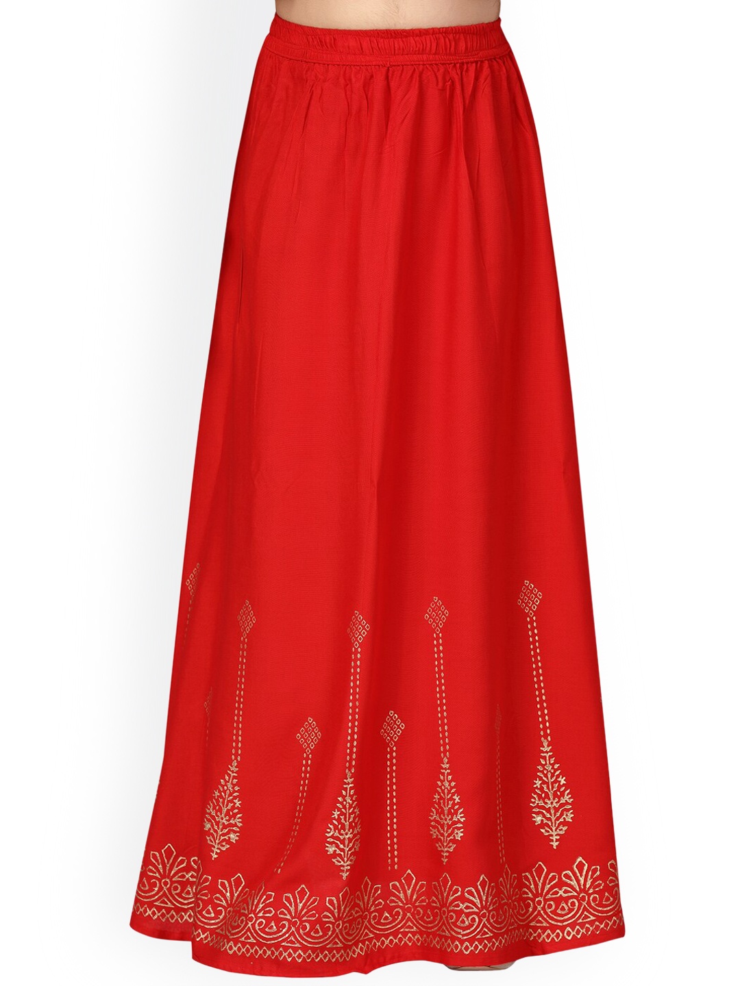 

BAESD Girls Ethnic Motifs Printed Pure Cotton Maxi Skirt, Red
