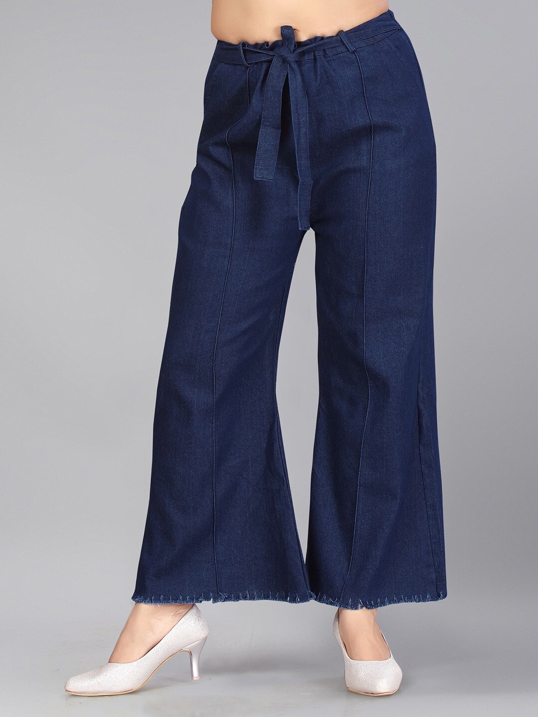 

BAESD Girls Flared Fit Clean Look Pure Cotton Jeans, Navy blue
