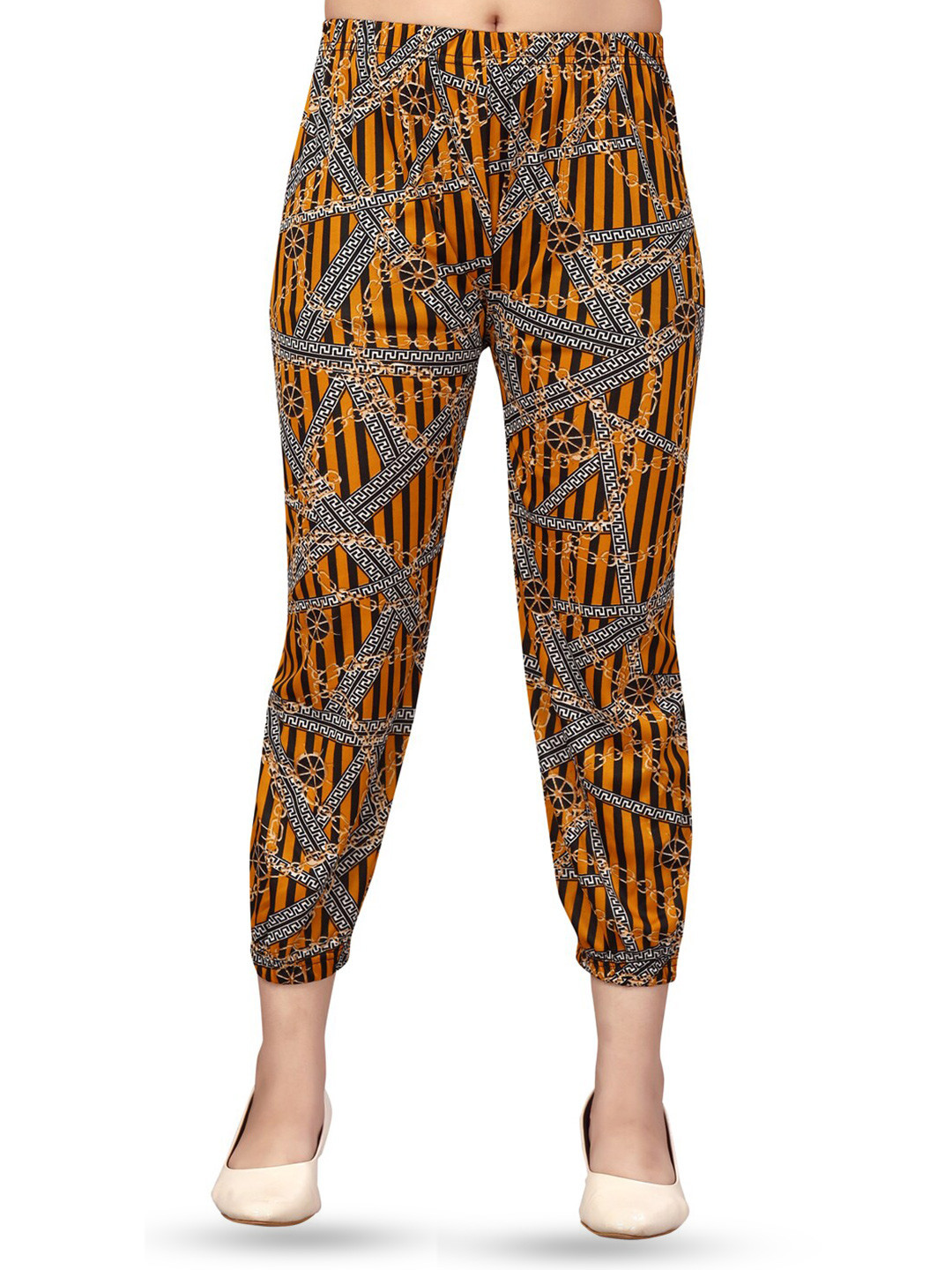 

BAESD Girls Printed Cotton Harem Pants, Mustard