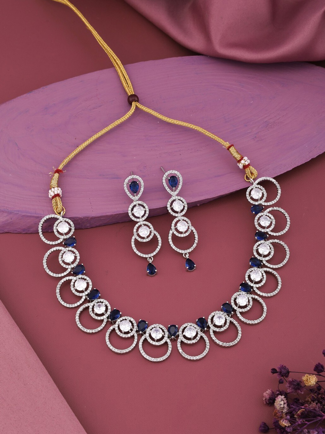 

Vita Bella Rhodium-Plated AD-Studded Jewellery Set, Silver