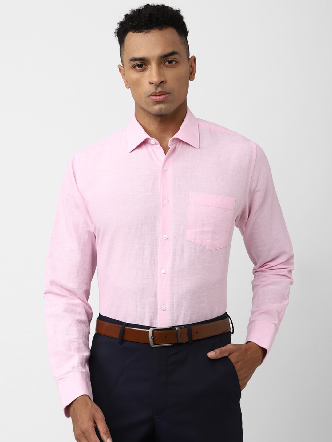 

Van Heusen Slim Fit Cotton Linen Formal Shirt, Pink