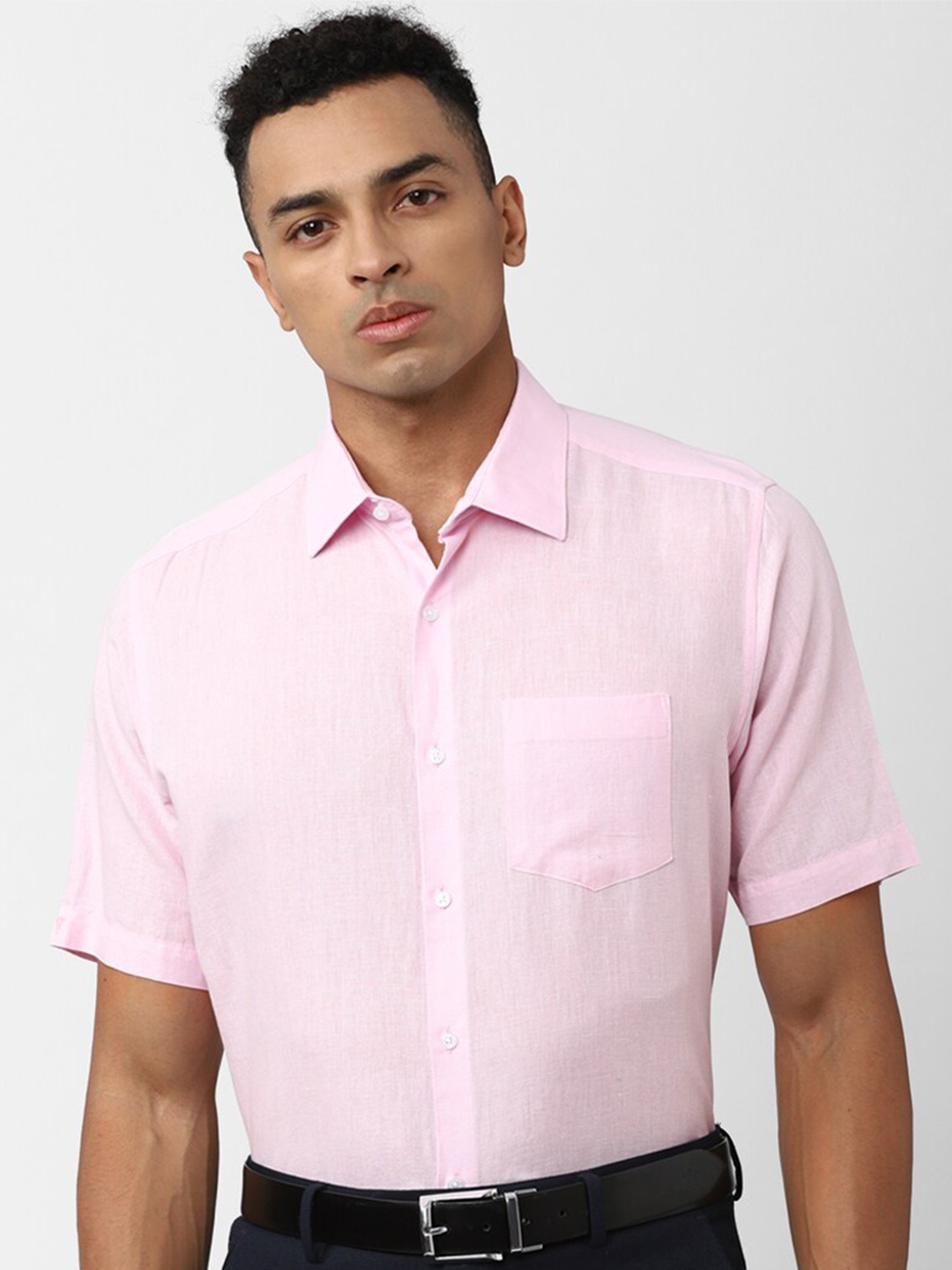 

Van Heusen Cotton Linen Formal Shirt, Pink