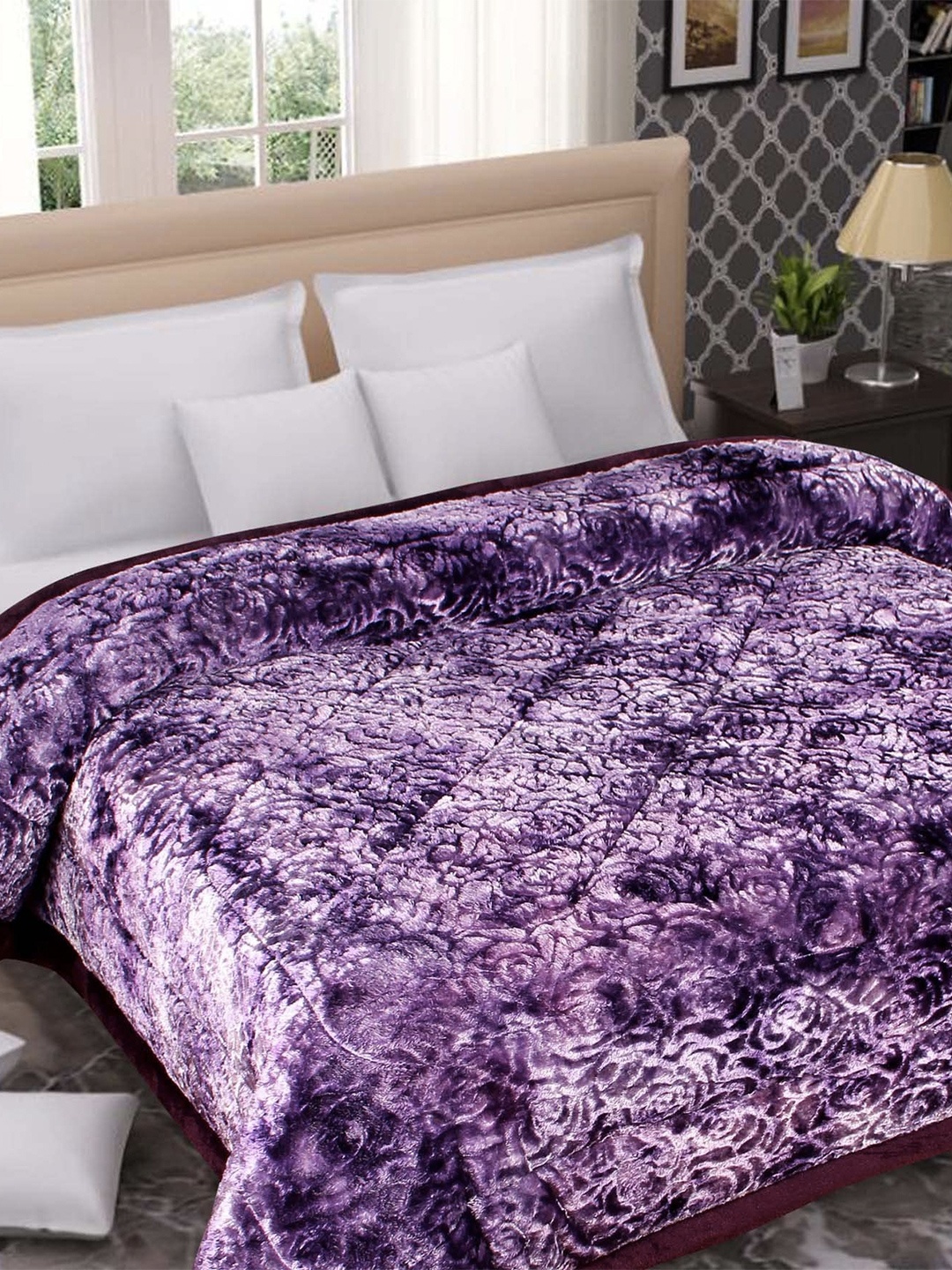 

Nivasam Purple Heavy Winter 210 GSM Double Bed Quilt