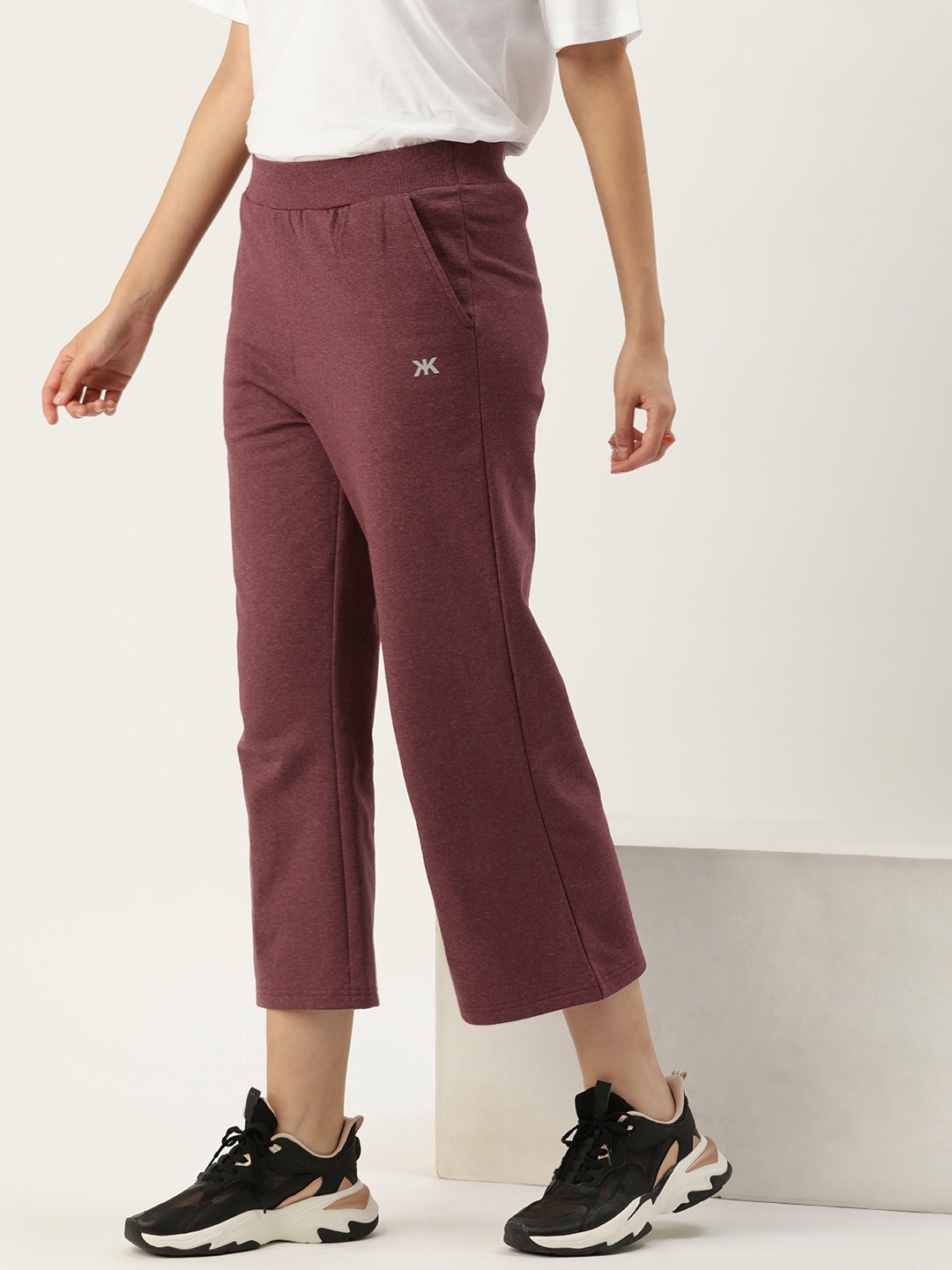 

Kook N Keech Three-Fourth Length Track Pants with Reflective Detail, Maroon