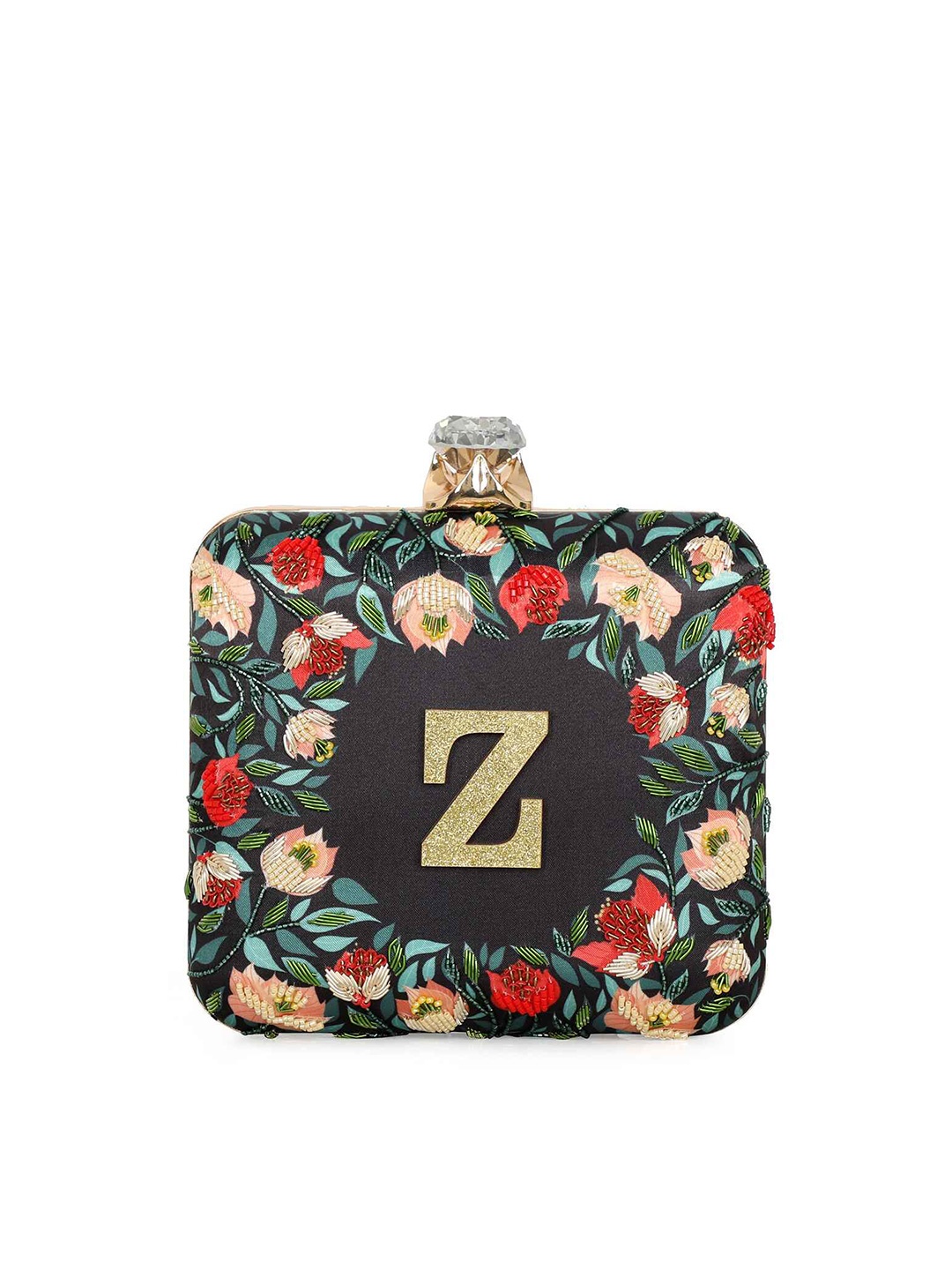 

NR By Nidhi Rathi Embellished Box Clutch, Black