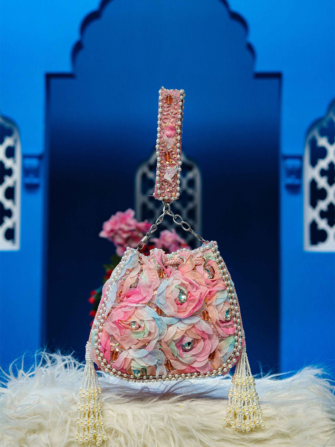

NR By Nidhi Rathi Embroidered Purse Clutch, Pink